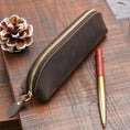 Load image into Gallery viewer, (dark brown)The Paavo Leather Pen Case | Leather Makeup Pouch - BagNook