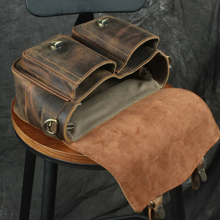 The Faust Leather Camera Bag | Vintage Messenger Bag - BagNook