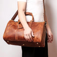 Load image into Gallery viewer, (brown)The Brandt Weekender | Small Leather Duffle Bag - BagNook