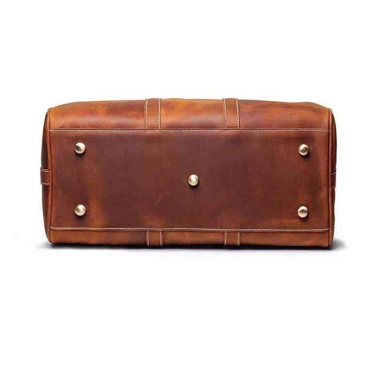 (brown)The Brandt Weekender | Small Leather Duffle Bag - BagNook