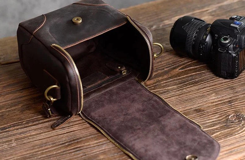 The Calista | Small Leather Camera Bag - Lens Case - BagNook