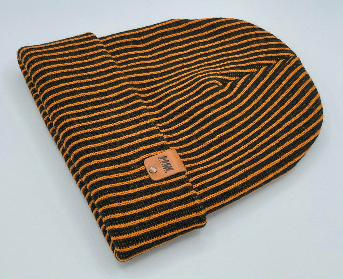 Cuffed Traditional Wide Ribbed, Orange/Black