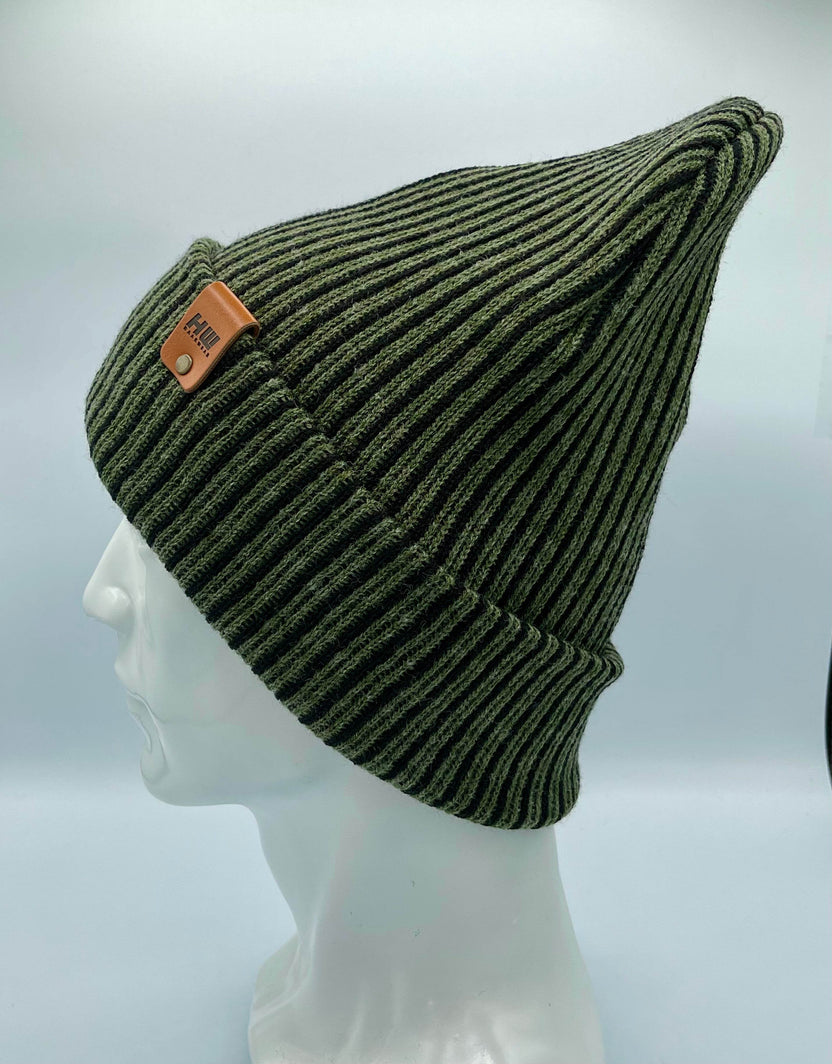 Cuffed Traditional Wide Ribbed, Black/Green