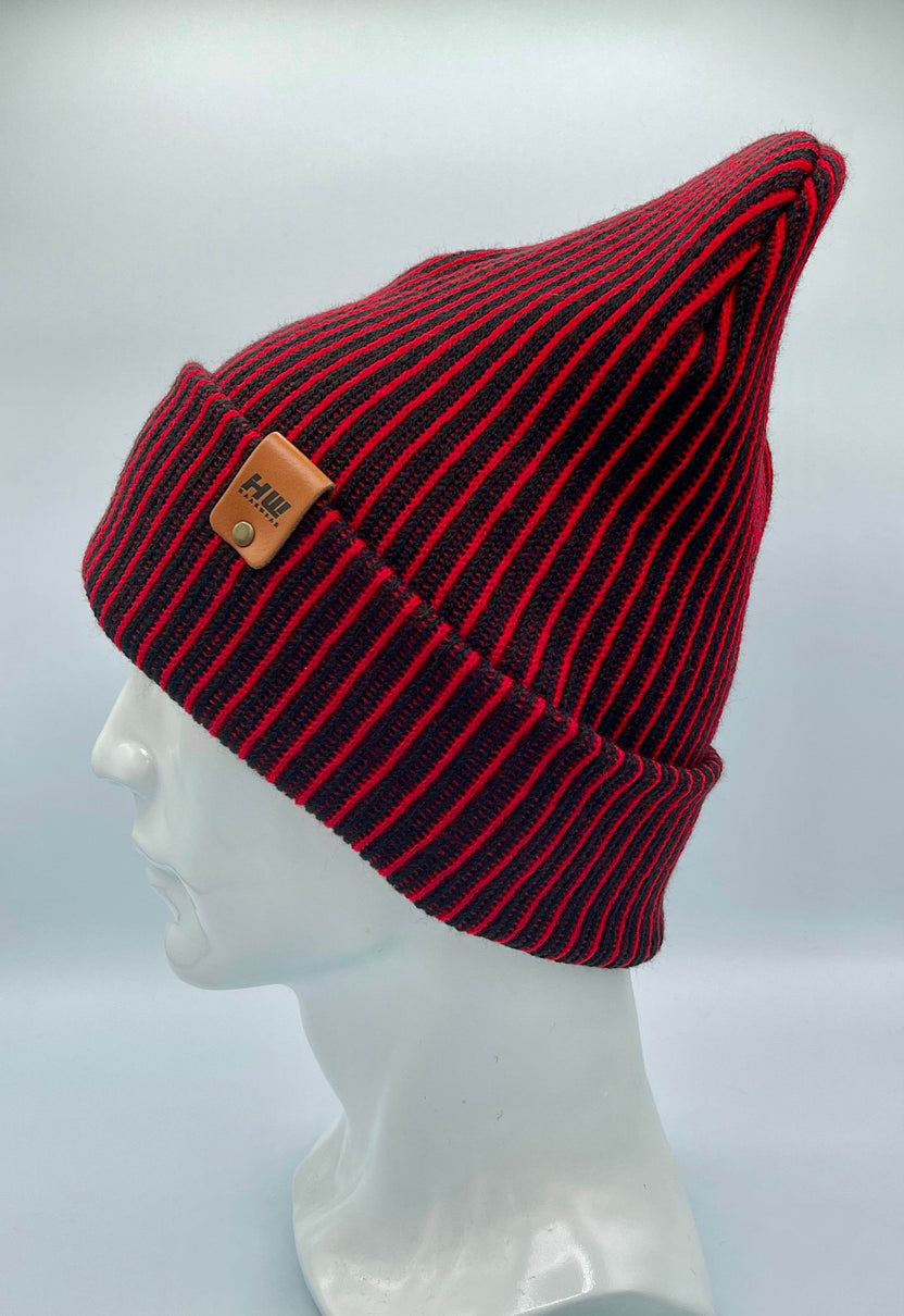 Cuffed Traditional Wide Ribbed, Red/Black