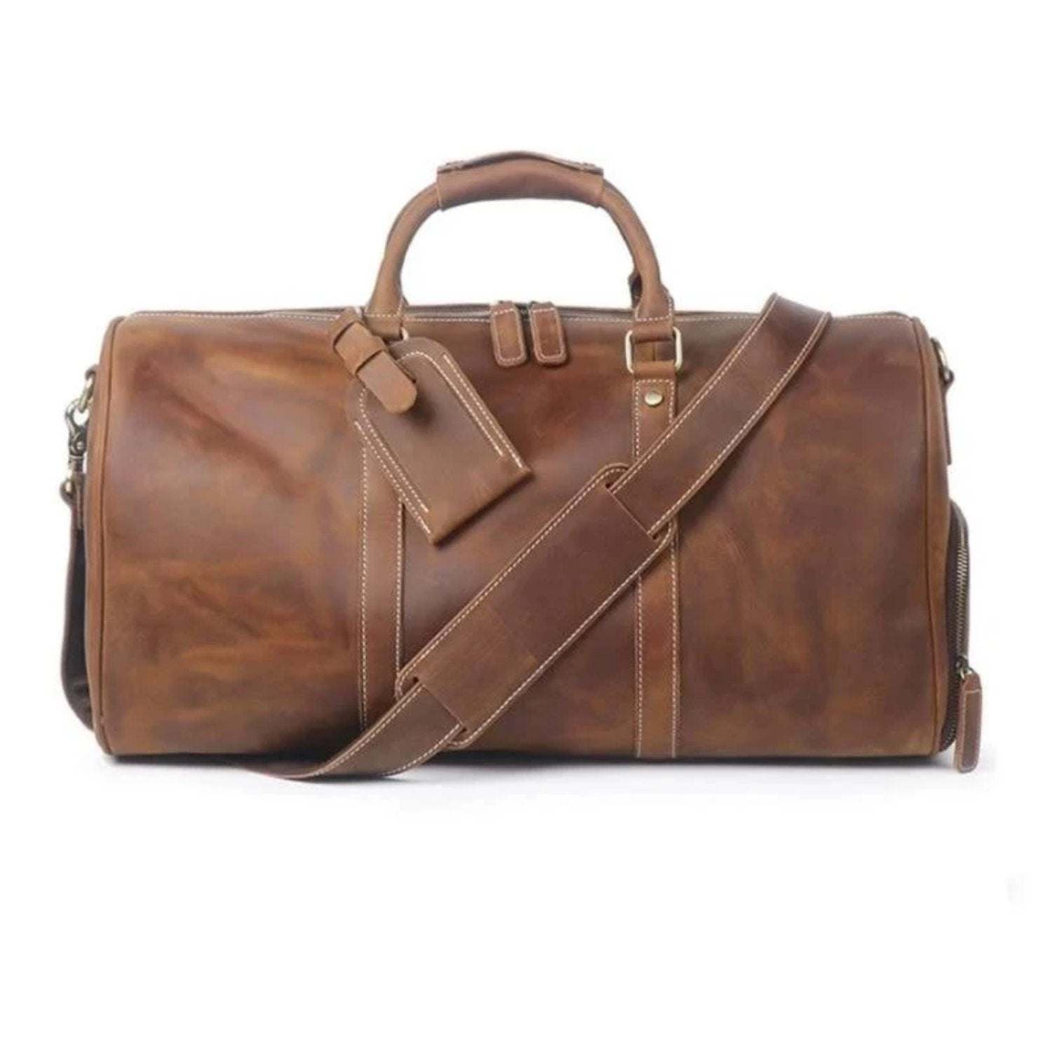 (brown)The Dagny Weekender | Large Leather Duffle Bag - BagNook