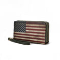 Load image into Gallery viewer, (green)Uriel Vegan Leather Women FLAG Wristlet by Mia K - BagNook