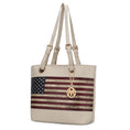 Load image into Gallery viewer, (beige)Vera Vegan Leather Patriotic Flag Women Tote by Mia K - BagNook