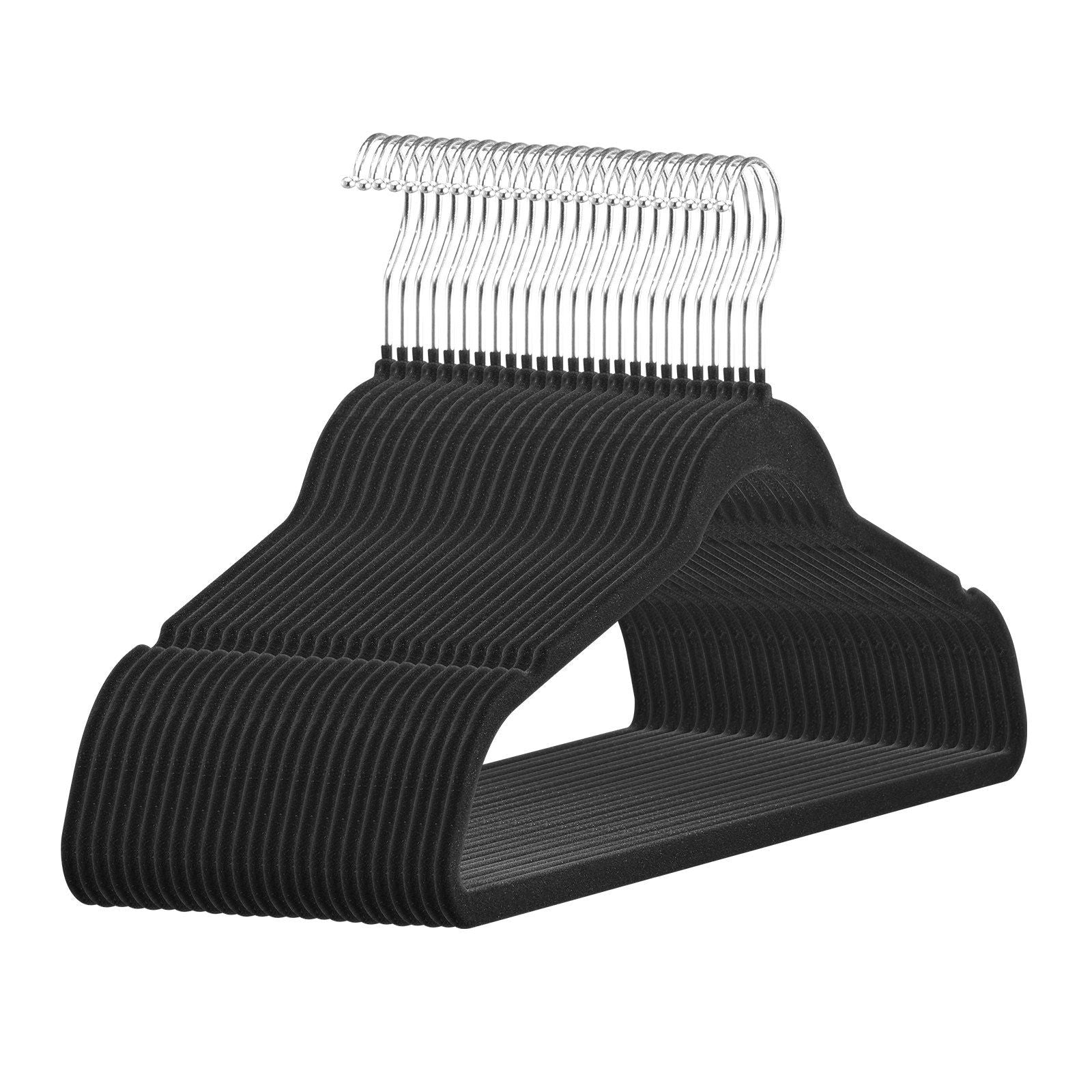 50 Non-Slip Velvet hangers, 360 swivel hook - bagNook.com