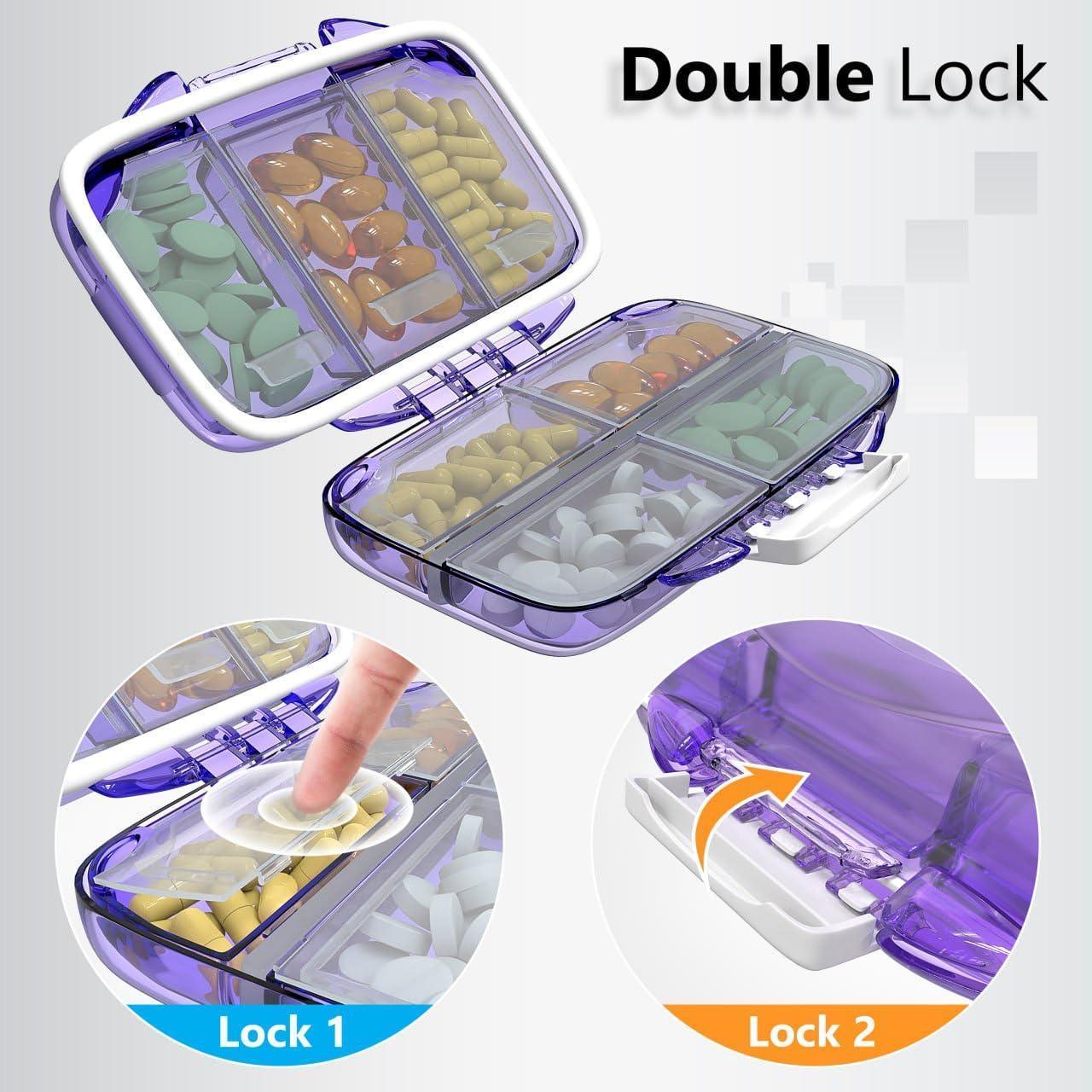 Travel Pill Organizer - 7 Compartments - Purple - BagNook
