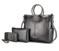 Load image into Gallery viewer, (pewter)Zori Tote Handbag w/Pouch & Wallet by Mia k - BagNook