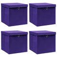 Load image into Gallery viewer, Storage Boxes w/Lids 4pc 12.6"x12.6"x12.6" Fabric - Purple - BagNook