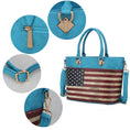Load image into Gallery viewer, (turquoise)Lilian Vegan Leather Women FLAG Tote Bag by Mia K - BagNook