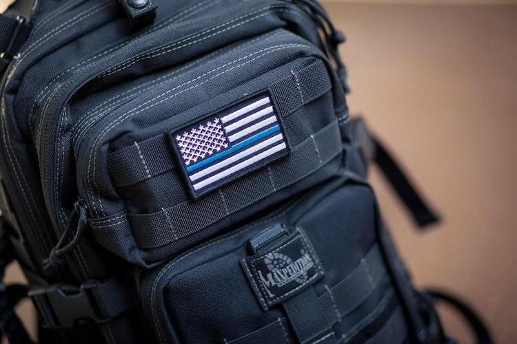 (blue line)Tactical USA Flag Patch w/Detachable Backing - BagNook