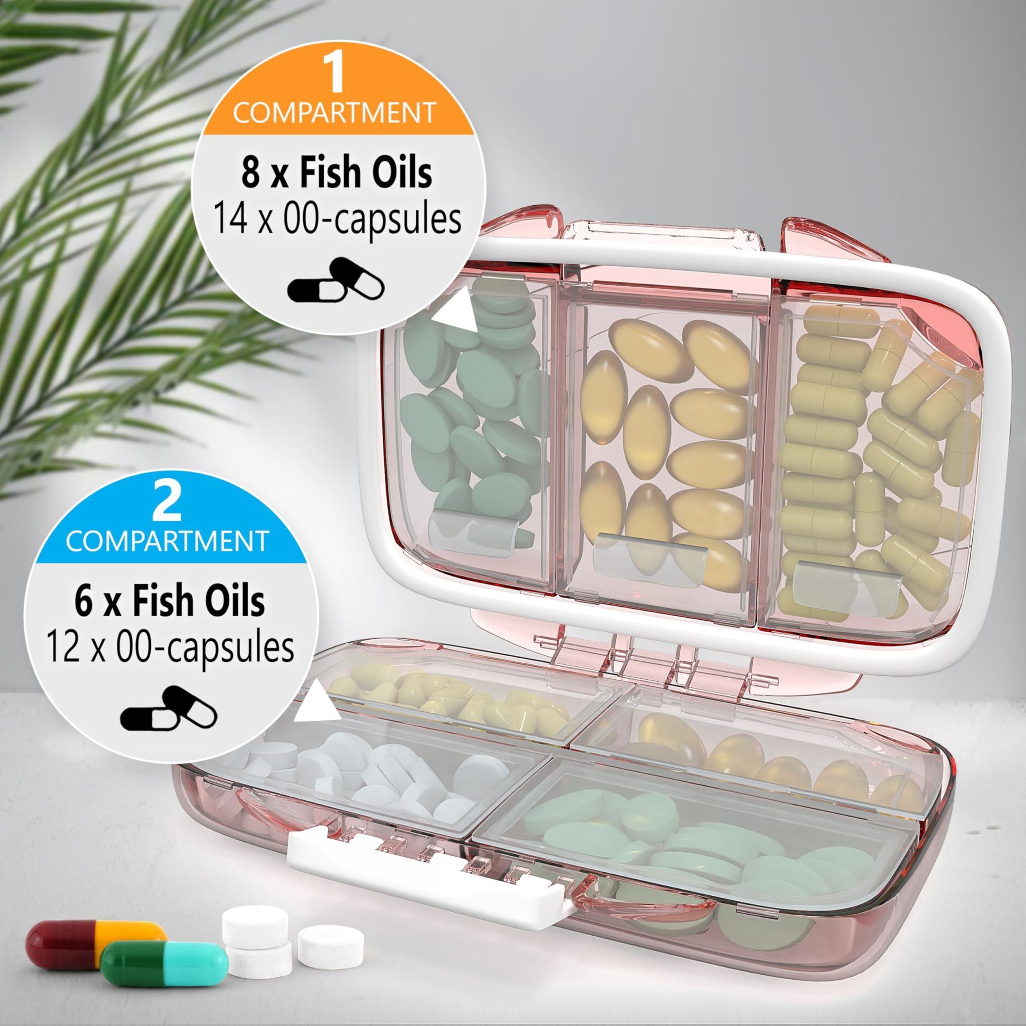 Travel Pill Organizer - 7 Compartments - Rose - BagNook