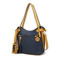Load image into Gallery viewer, (navy-mustard)Jaseli Hobo with Wristlet Key Ring & card Holder by Mia k - BagNook