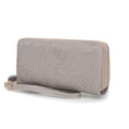 Load image into Gallery viewer, (grey)Ellie Vegan Leather Flower Embossed Wristlet by Mia K - BagNook