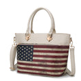 Load image into Gallery viewer, (beige)Lilian Vegan Leather Women FLAG Tote Bag by Mia K - BagNook