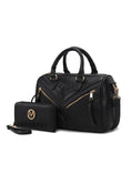 Load image into Gallery viewer, (black)Lara Vegan Leather Satchel with Wallet by Mia k - BagNook