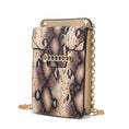 Load image into Gallery viewer, (beige)Yael Snake embossed Vegan Leather Phone Crossbody Mia K - BagNook