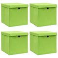 Load image into Gallery viewer, Storage Boxes w/Lids 4pc 12.6"x12.6"x12.6" Fabric - Green - BagNook