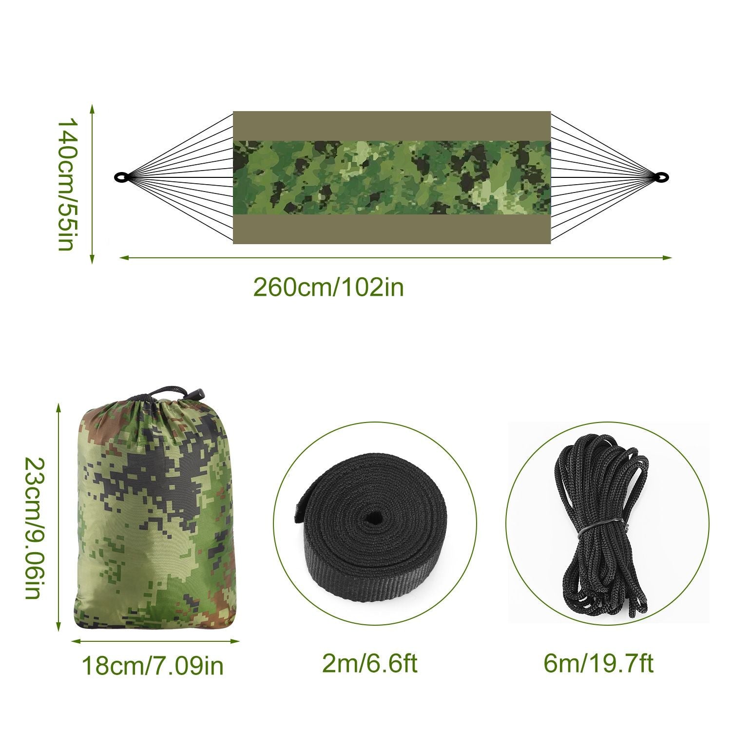 (camouflage)Camping Hammock with Mosquito Net, 2 person - BagNook