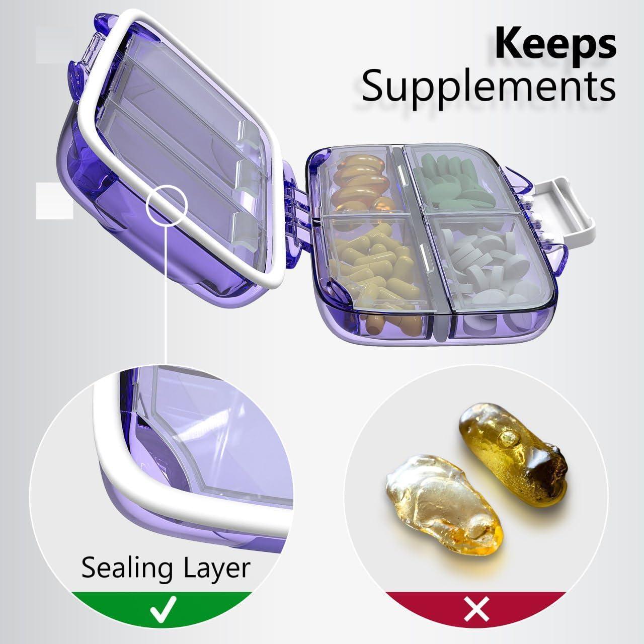 Travel Pill Organizer - 7 Compartments - Purple - BagNook