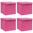 Load image into Gallery viewer, Storage Boxes w/Lids 4pc 12.6"x12.6"x12.6" Fabric - Pink - BagNook