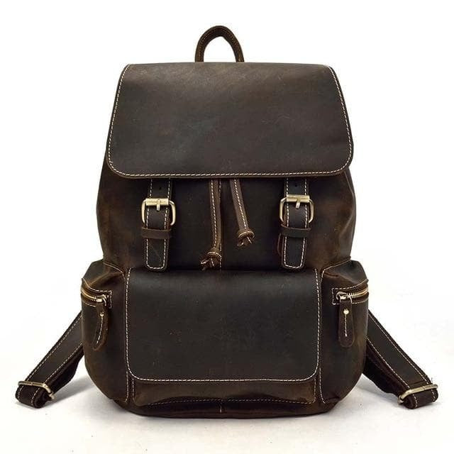 (dark brown)The Hagen Backpack | Vintage Leather Backpack - BagNook