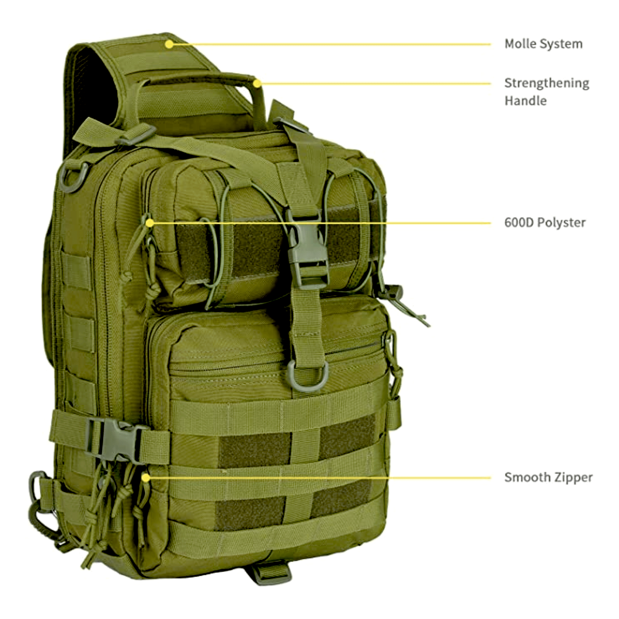 (green)15L MOLLE Medium Sling Bag - BagNook