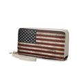 Load image into Gallery viewer, (beige)Uriel Vegan Leather Women FLAG Wristlet by Mia K - BagNook