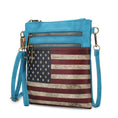 Load image into Gallery viewer, (turquoise)Genesis Vegan Leather Flag Women Crossbody by Mia k - BagNook
