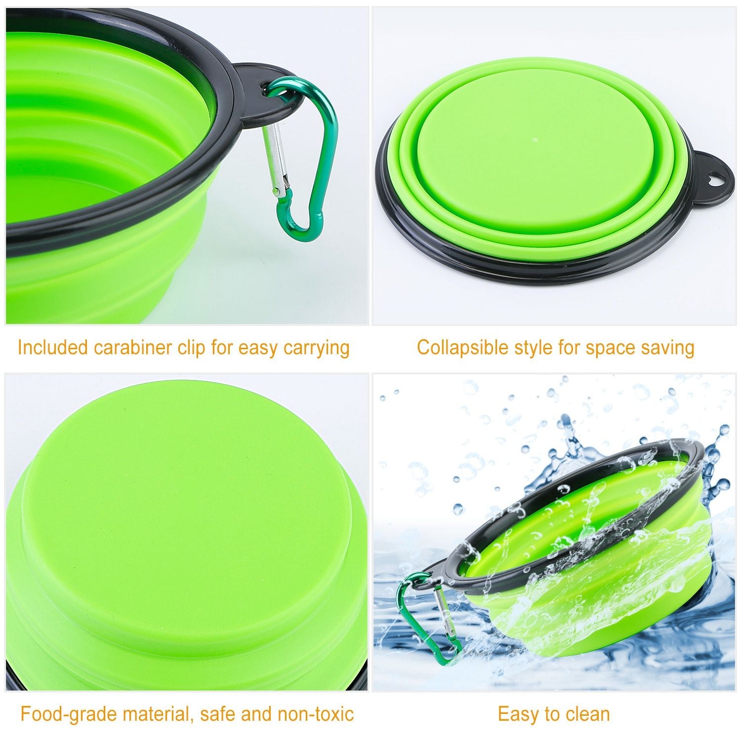 4pc Silicone Collapsible Dog Bowls - BPA Free - BagNook