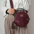 Load image into Gallery viewer, (wine)Gayle Crossbody Round Handbag Purse by Mia k. - BagNook