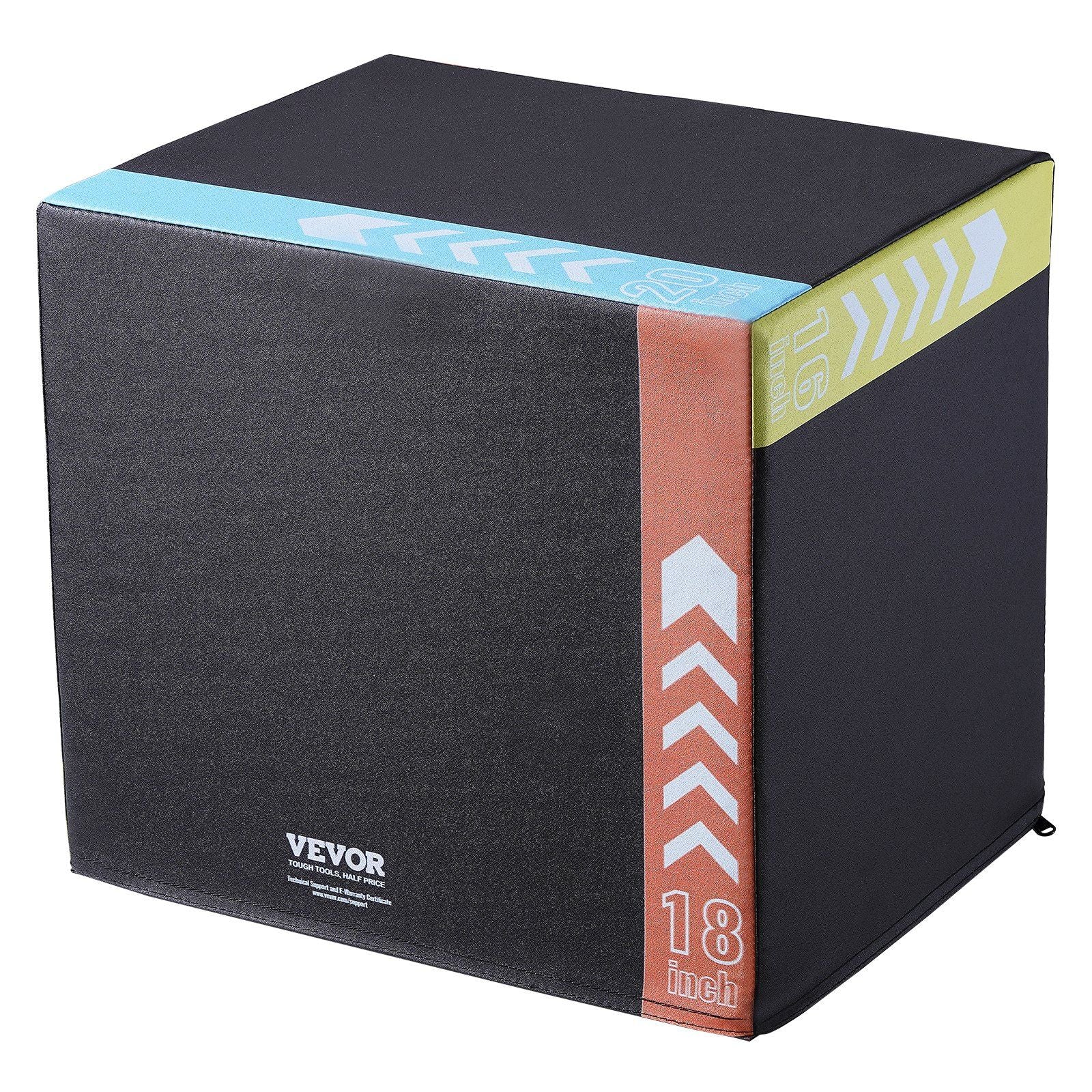VEVOR 3 in 1 Plyometric Strength Training Jump Box - Recycled Cotton, 20/16/18", Black - BagNook