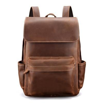 (brown)The Helka Backpack | Genuine Vintage Leather Backpack - BagNook