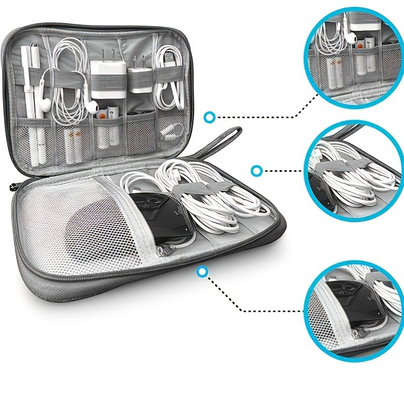 (grey)Multifunctional Data Cable Organizer Storage Case - BagNook