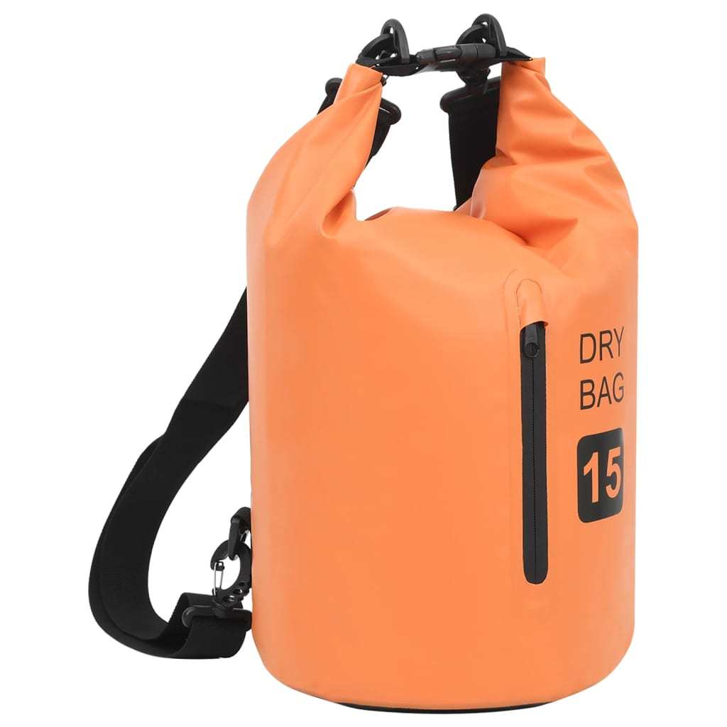 Dry Bag with Zipper 4 gal PVC - Orange - BagNook