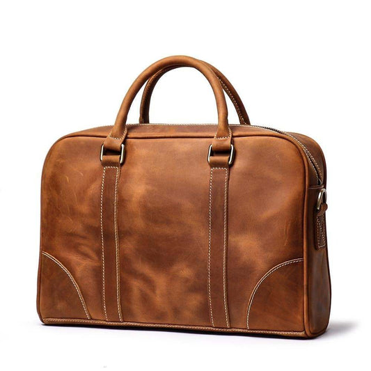 The Bjorn Leather Laptop Bag | Vintage Leather Briefcase w/adj Straps - BagNook