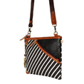 Load image into Gallery viewer, Grayson Wide Crossbody Bag w/ Pocket - Striped - Upcycled Leather - BagNook