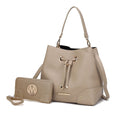 Load image into Gallery viewer, (beige)Callie Solid Bucket Bag with Matching Wallet by Mia K - BagNook