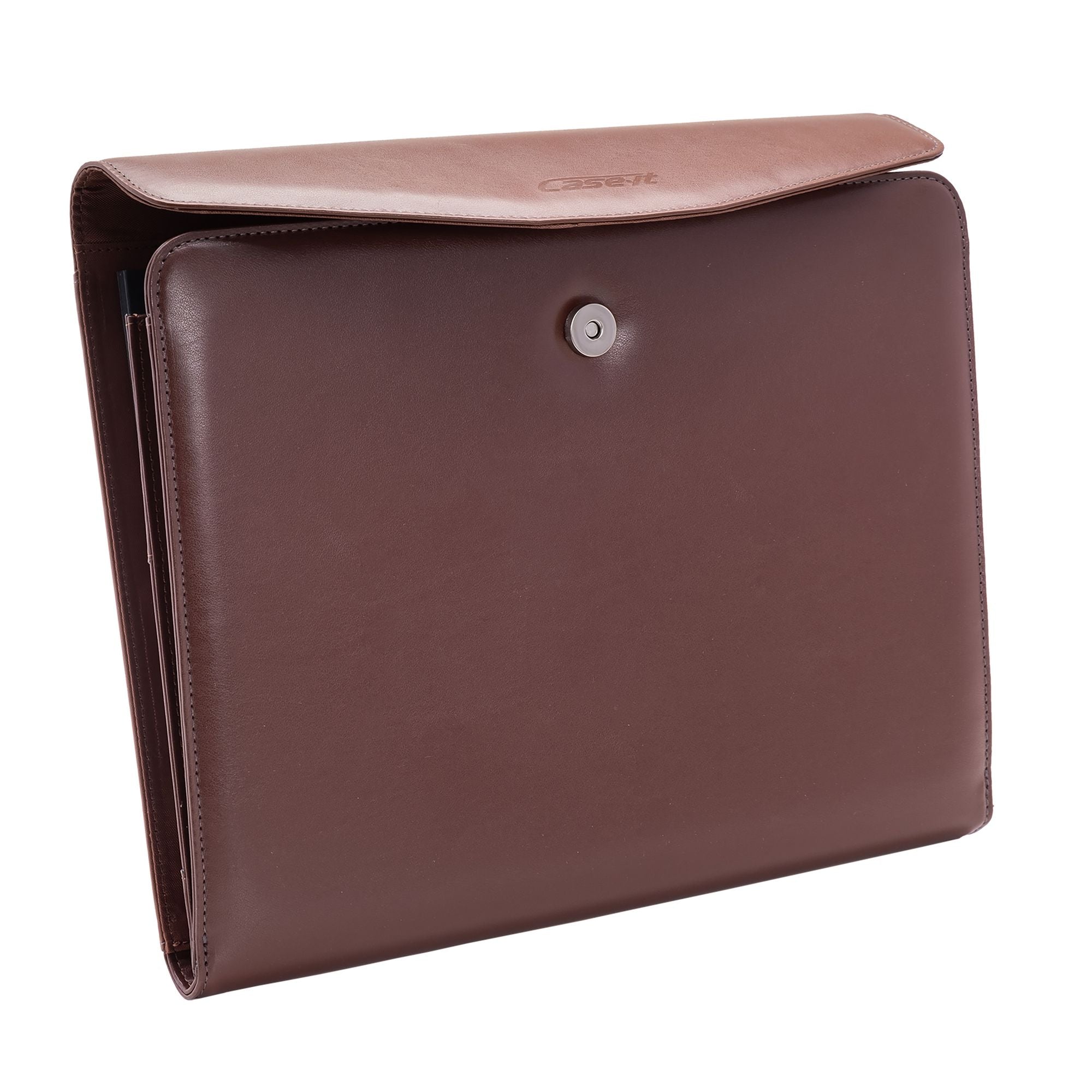 (brown)The V.P Pro Faux Leather Tri Fold Padfolio - It fits a tablet! - BagNook