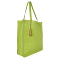 Load image into Gallery viewer, Ivy Book Shop Tote - Upcycled Leather - Lime Green - BagNook