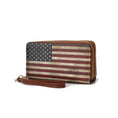 Load image into Gallery viewer, (tan)Uriel Vegan Leather Women FLAG Wristlet by Mia K - BagNook