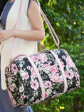 Load image into Gallery viewer, (black)Khelani Quilted Botanical Pattern Duffel Bag by Mia k - BagNook