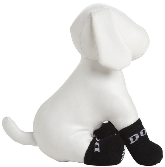 Pet Socks W/ Rubberized Soles - Set of 4 - Black/White - BagNook