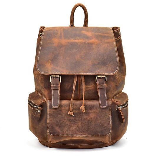 (brown)The Hagen Backpack | Vintage Leather Backpack - BagNook