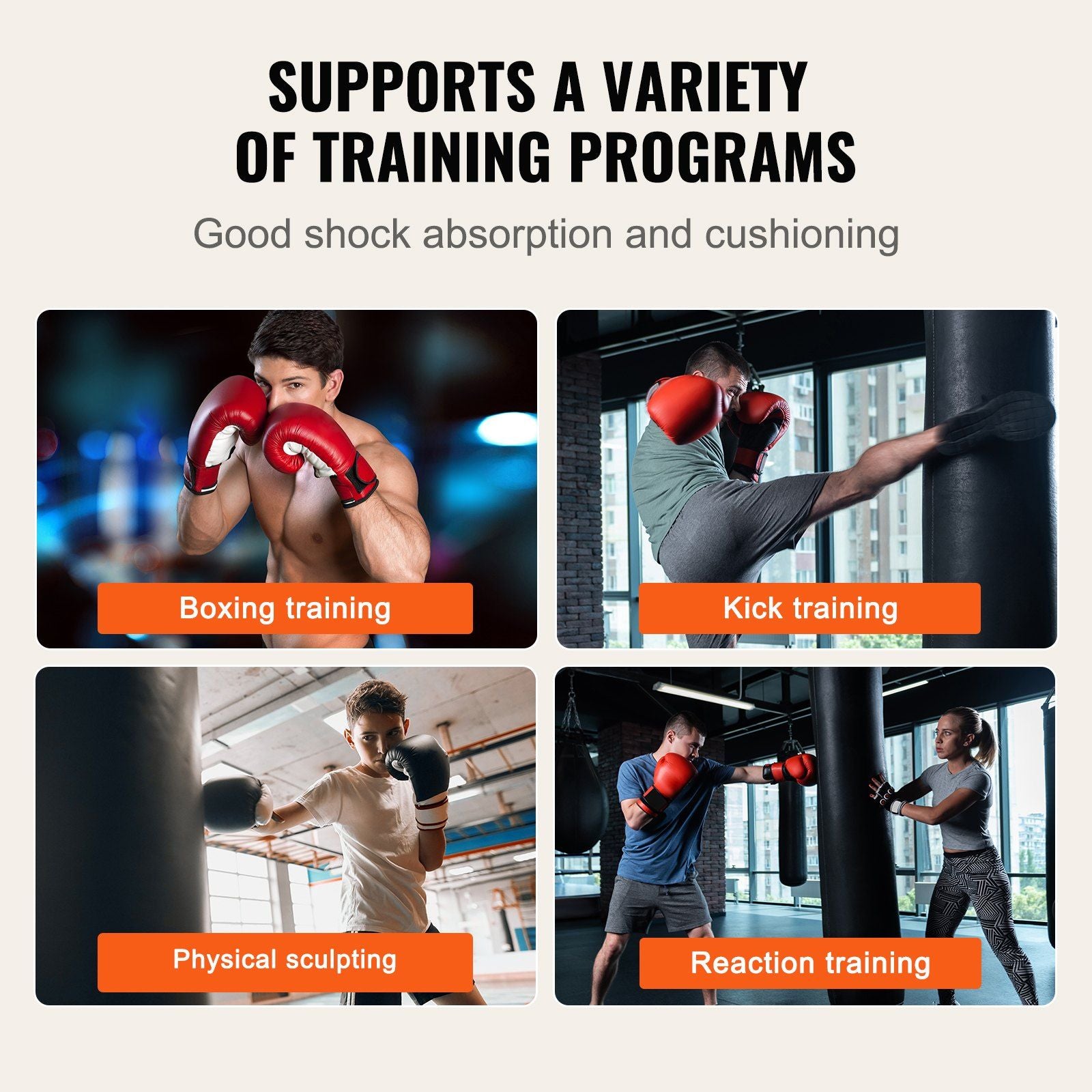 VEVOR Punching Bag for Adults - 4ft PVC Heavy Boxing Bag Set w/chains and gloves, UNFILLED - BagNook