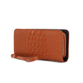 Load image into Gallery viewer, (camel)Eve Vegan Leather Crocodile Embossed Wristlet by Mia K - BagNook