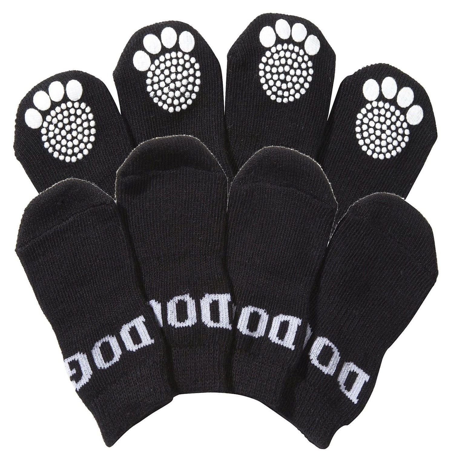 Pet Socks W/ Rubberized Soles - Set of 4 - Black/White - BagNook