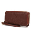 Load image into Gallery viewer, (coffee)Ellie Vegan Leather Flower Embossed Wristlet by Mia K - BagNook